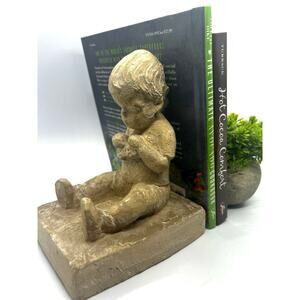 Vintage Royal Haeger Pottery Little Boy With Car Figure Statue Small Child 6.5in